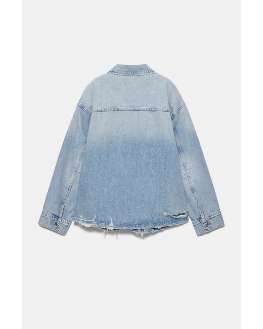 Pull&Bear Worker Denim Overshirt in het Blue