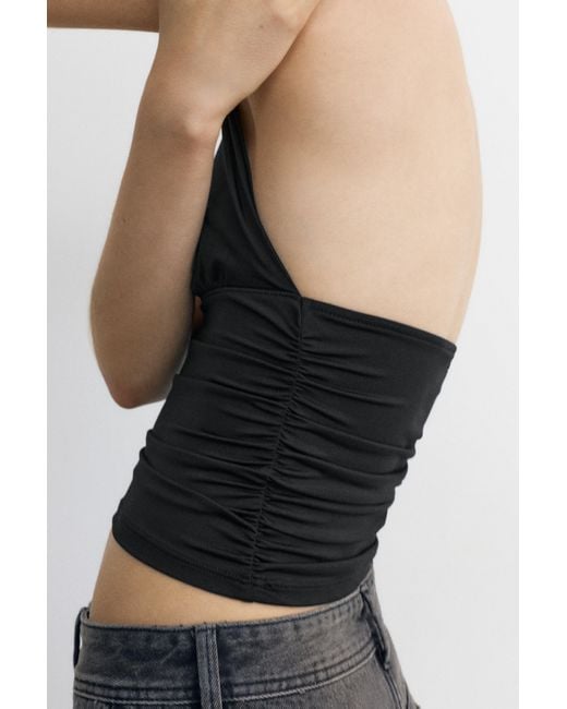 Pull&Bear Black Halter Neck Top With Gathering