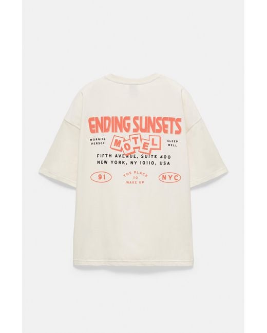 Pull&Bear Multicolor Stwd Graphic T-Shirt for men