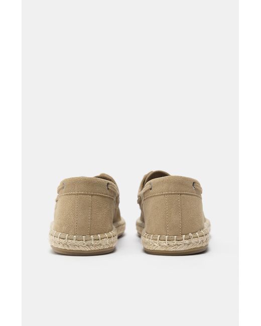 Pull&Bear White Leather Jute Boat Shoes for men