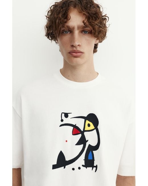 Pull&Bear Black Miró Relaxed Fit T-Shirt for men