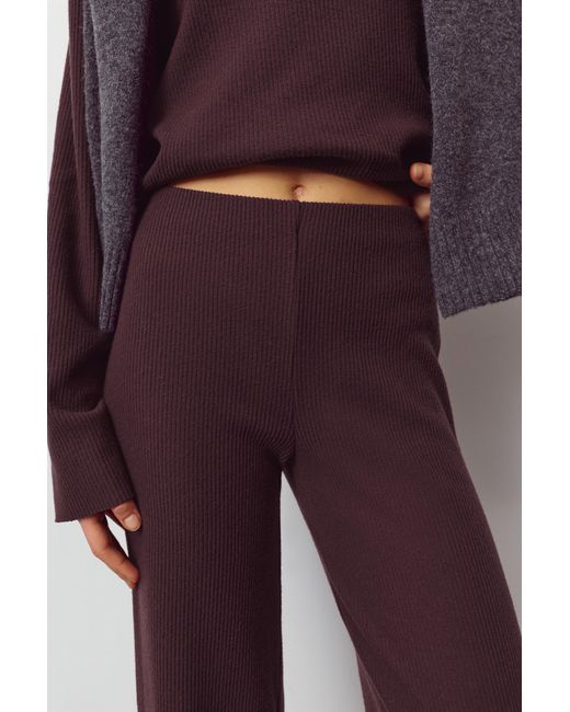 Pull&Bear Straight Soft Touch Broek in het Purple