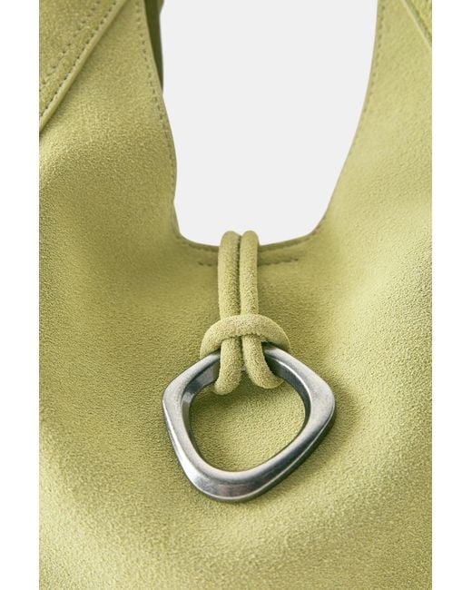 Pull&Bear Green Leather Ring Shopper Bag