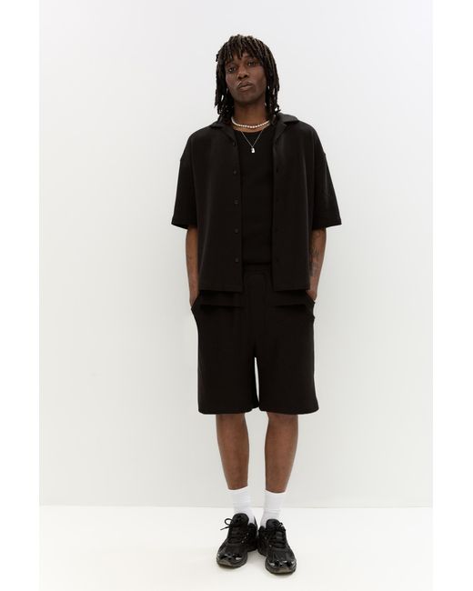 Pull&Bear Black Short Sleeve Rustic Shirt for men