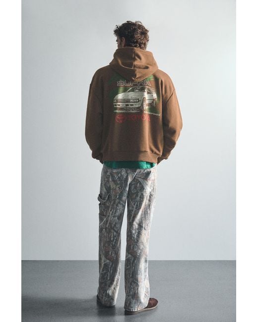Pull&Bear Gray Toyota Celica Supra Hoodie for men