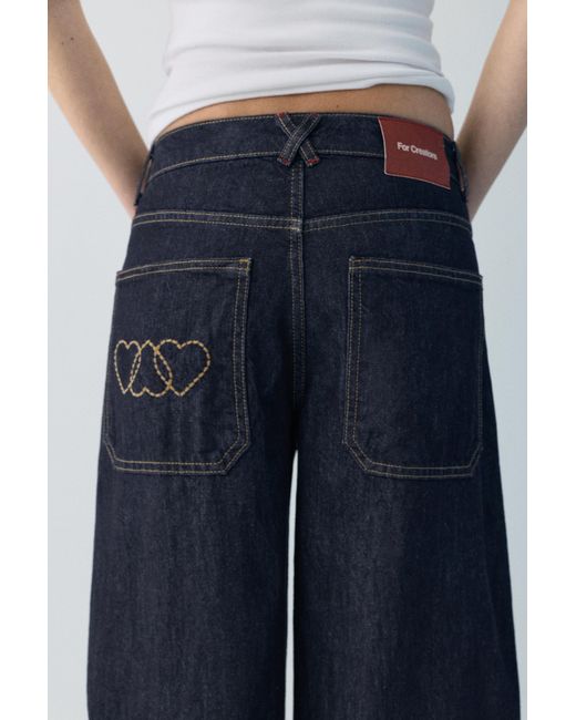 Jeans Barrel Cœurs Pull&Bear en coloris Blue