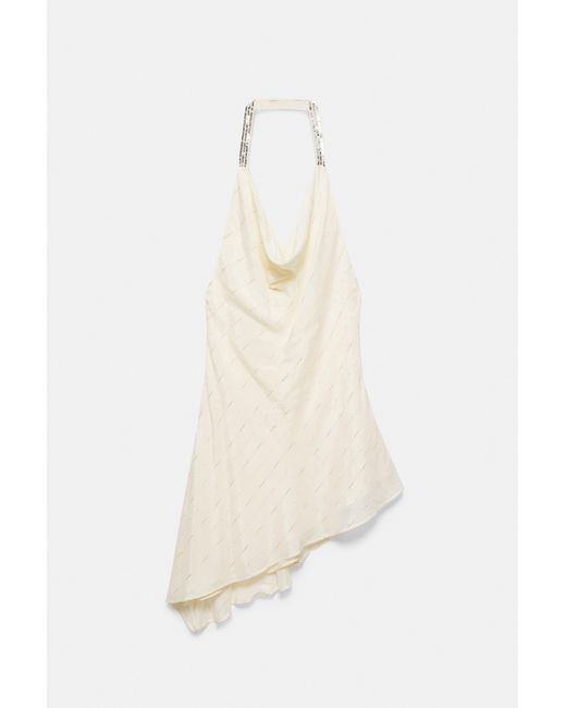 Pull&Bear Brown Short Asymmetric Halter Dress