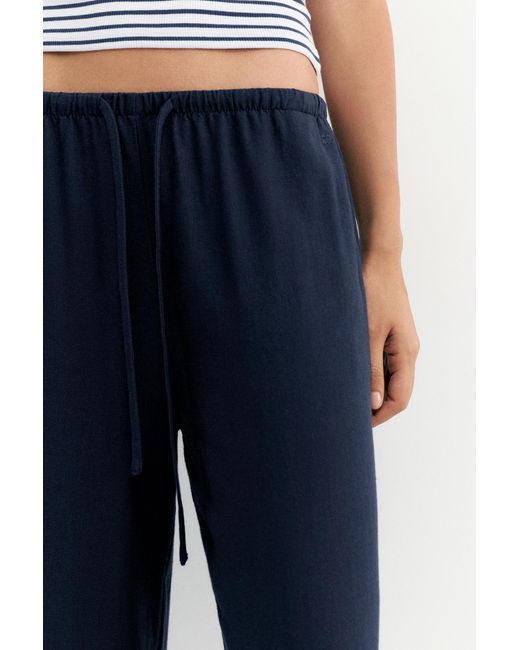 Pull&Bear Blue Linen Blend Joggers