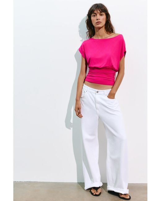 Pull&Bear Pink Asymmetric Sash-Waist Top