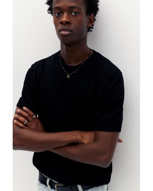 Pull&Bear Black Short Sleeve Jumper for men