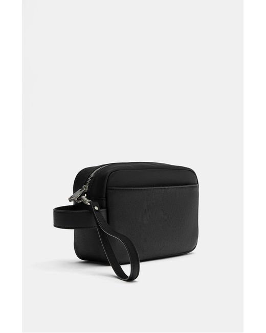 Pull&Bear Black Wash Bag With Handle for men