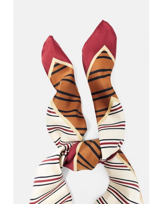 Pull&Bear White Striped Satin Scarf