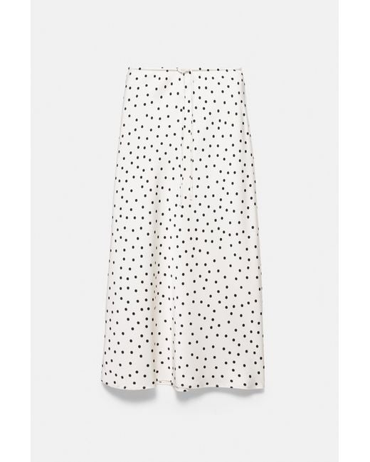 Pull&Bear White Satin Drawstring Midi Skirt