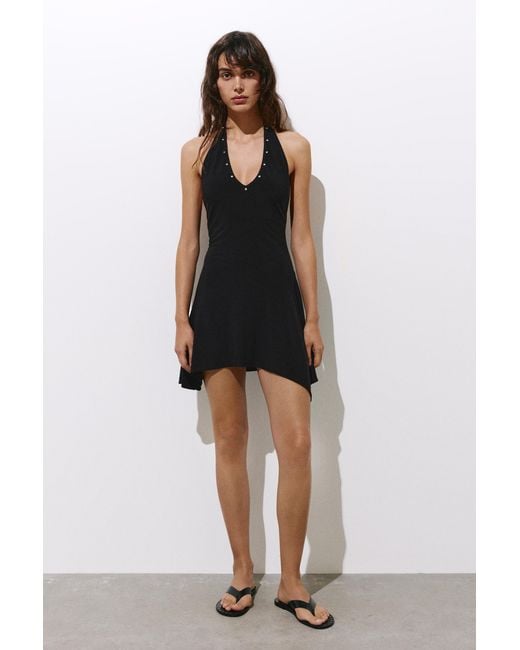 Pull&Bear Korte Halterjurk Met Studs in het Black