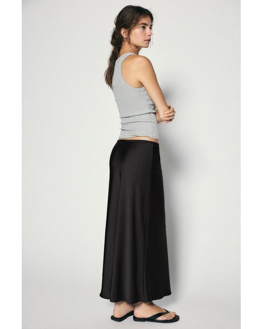 Pull&Bear White Satin Drawstring Midi Skirt