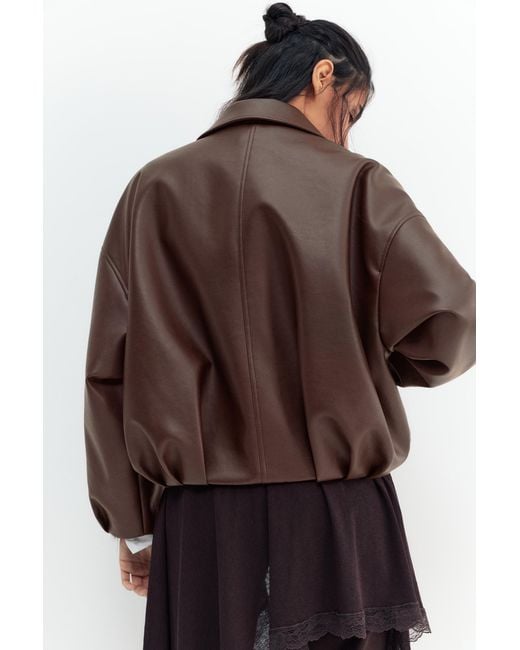 Pull&Bear Black Leather Effect Balloon Jacket