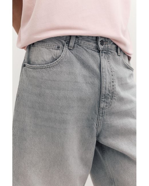 Pull&Bear Baggy Denim Bermuda in het Gray voor heren