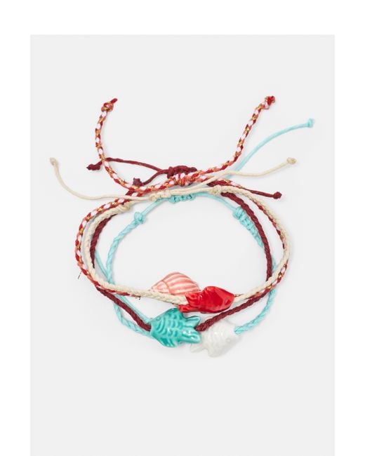 Pull&Bear Blue 7-Pack Of Fish Charm Bracelets