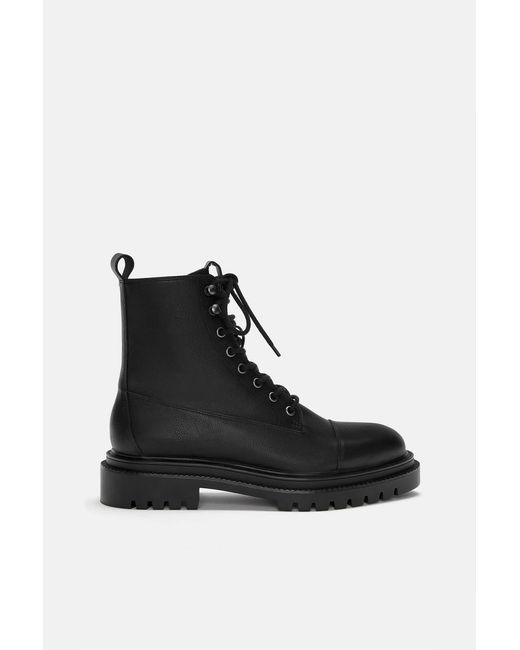 Pull&Bear Black Lace-Up Boots for men