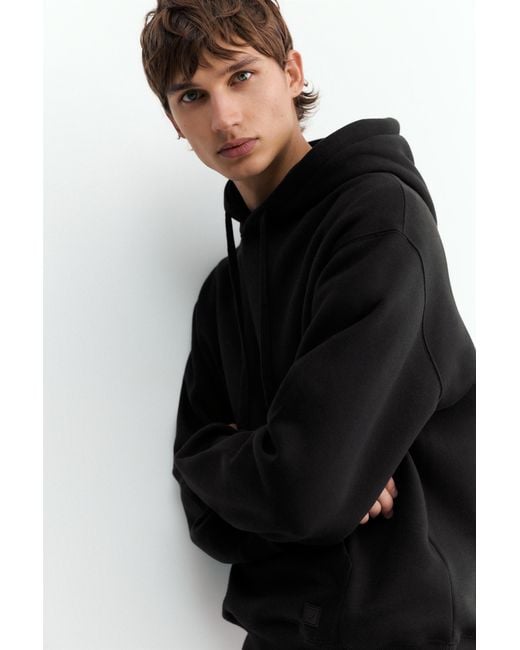 Pull&Bear Black Basic Hooded Sweatshirt for men