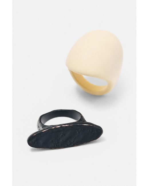 Pull&Bear White Pack Of Maxi Resin Rings