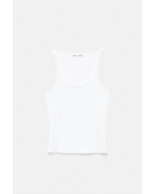 Canotta Con Pizzo di Pull&Bear in White