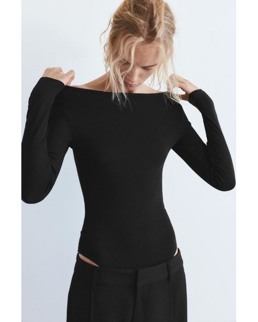 Pull&Bear Green Long Sleeve Bodysuit