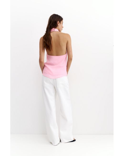 Pull&Bear Pink Flowing Halter Top