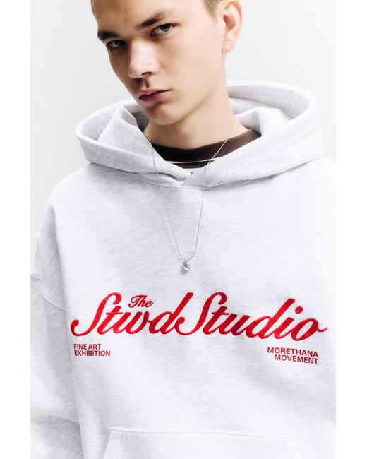 Pull&Bear Gray Stwd Studio Hoodie for men