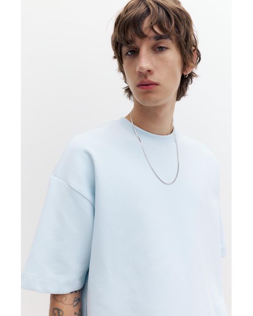 Pull&Bear Blue Interlock Short Sleeve Sweatshirt for men