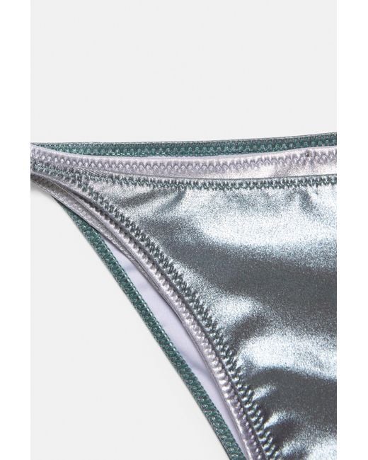 Pull&Bear Blue Metallic Double Bikini Bottoms