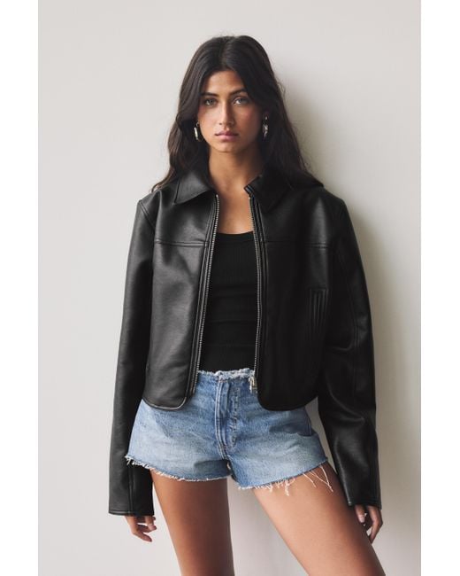 Pull&Bear Black Cropped Faux Leather Jacket