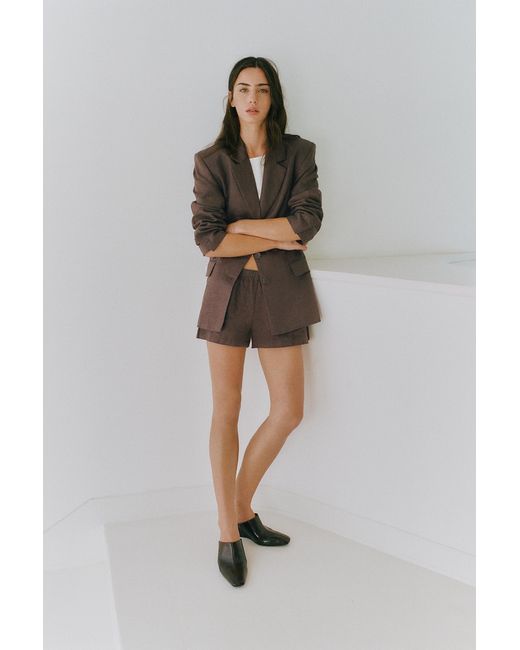 Pull&Bear Getailleerde Blazer Van 100% Linnen in het Multicolor