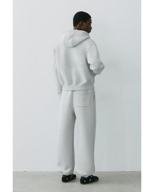Pull&Bear Gray Neoprene-Effect Zip-Up Hoodie for men