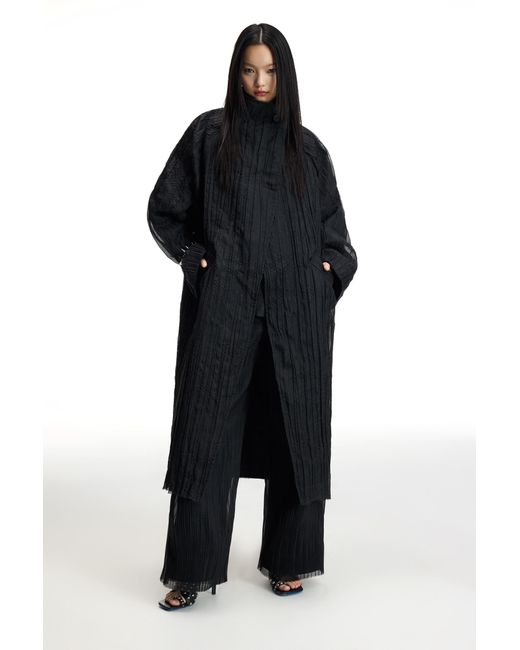 Pull&Bear Black Chet Lo Oversize Organza Trench Coat