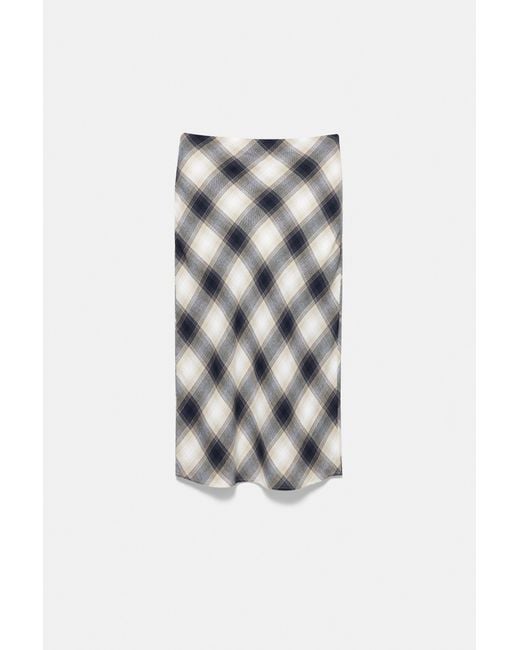 Pull&Bear Geruite Midi-Rok in het Blue