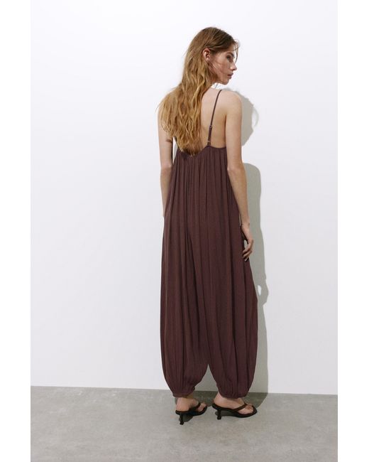 Pull&Bear Brown Flowing Sarouel Jumpsuit