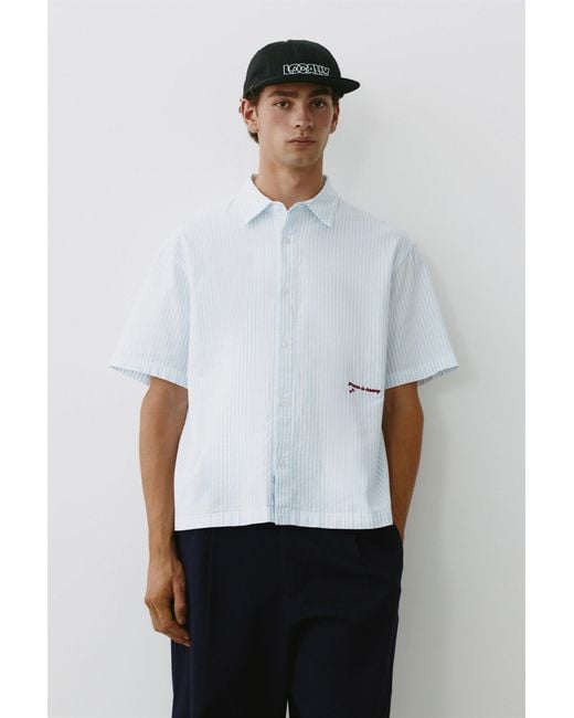 Pull&Bear Gray Striped Short Sleeve Shirt for men