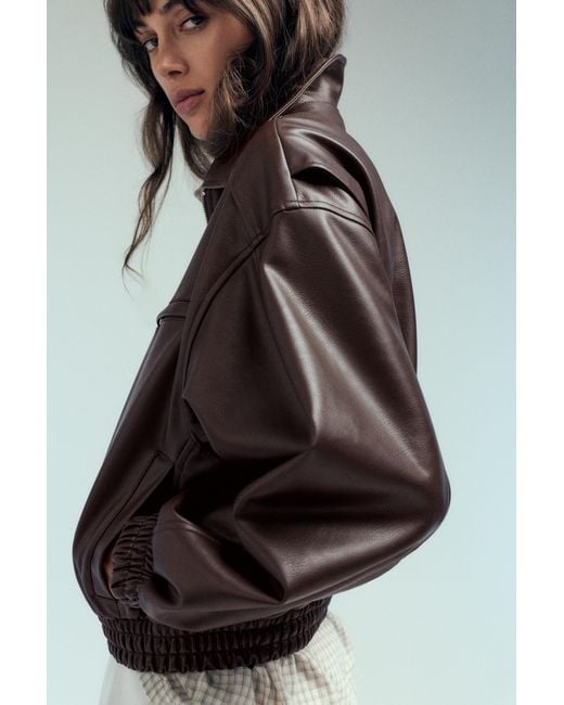 Pull&Bear Black Leather Effect Dad Jacket