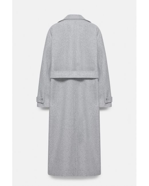 Pull&Bear Blue Langer Mantel Mit Bindegürtel