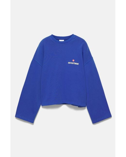 Pull&Bear Blue Sun Graphic Sweatshirt