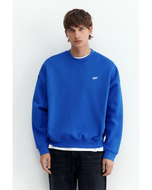 Pull&Bear Blue Stwd Boxy Sweatshirt for men