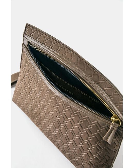 Pull&Bear Blue Embossed Handle Clutch Bag for men