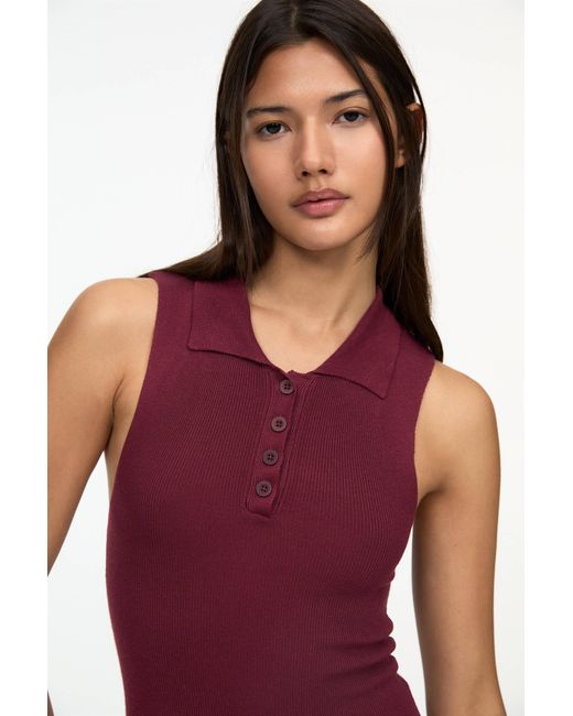 Pull&Bear Red Langes Kleid Mit Polokragen