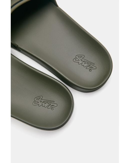 Pull&Bear Green Stwd Rubber Sandals for men