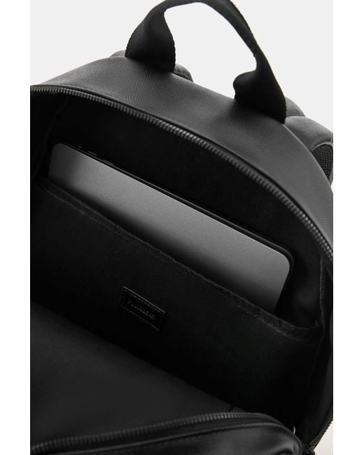 Pull&Bear Black Backpack With Textured Pocket for men