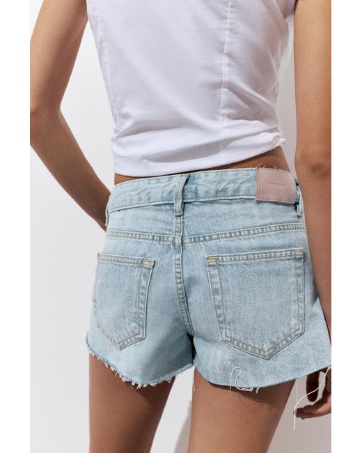 Pull&Bear Mini Denim Short Met Scheuren in het White