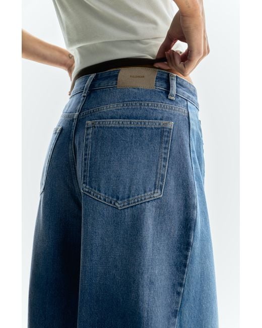 Pull&Bear Blue Patchwork Barrel Jeans