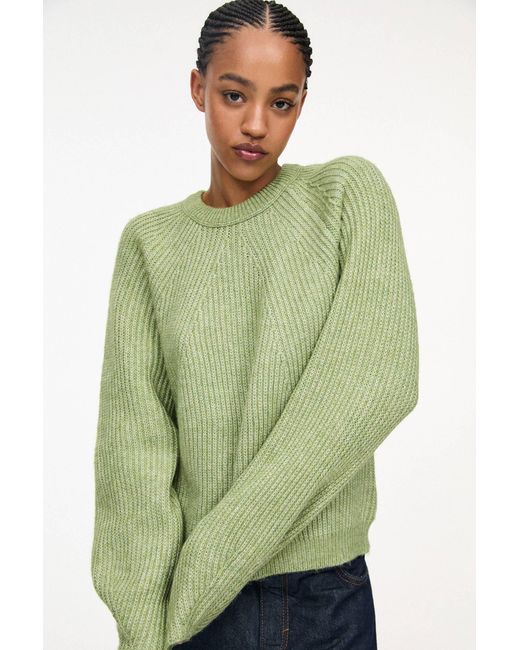 Pull&Bear Green Weicher Strickpullover Aus Perlstoff