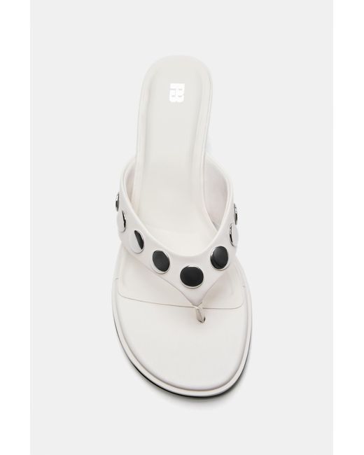 Pull&Bear White Heeled Sandals With Studs